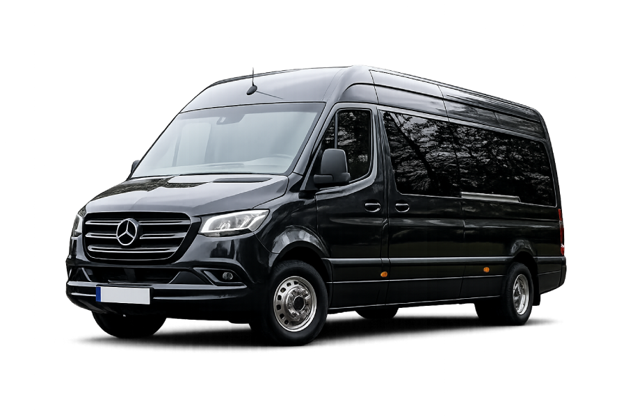 Mercedes Sprinter Van providing spacious shuttle to red rocks transportation for concerts, group travel, and private Denver events.