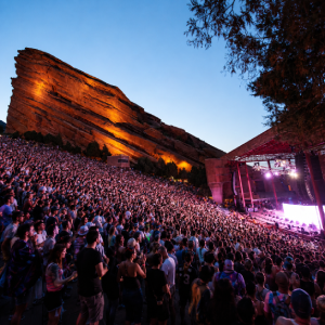 Luxury black car service to red rocks for concert guests attending live events at Red Rocks Amphitheatre in Denver.